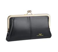Royal Bagger RFID Kiss Lock Portafoglio, Colore Solido Multi-card Slot Porta Carte, Vera Pelle di Mucca Pochette per le Donne 1468 (Nero 2468)