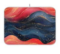 Royal Blue and Red Wave Abstract Art Style tappetino per piano di lavoro Tappetino per asciugare i piatti 18x24 Tappetino per asciugare i piatti 18 x 24