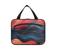 Royal Blue and Red Wave Astratto Art Style Hanging Travel Size articoli da toeletta per gli uomini con gancio, Designer Chic Cosmetic Organizer per gli uomini viaggio Bolsa para guardar maquillaje L