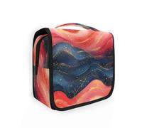 Royal Blue e Red Wave Astratto Art Style Borse per Viaggiare con Gancio Appeso Sacchetto di Spazzola di Modo Campeggio
