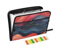 Royal Blue e Red Wave Astratto Art Style Plastica File Organizer 13 Tasche A4 Formato Lettera con Chiusura a Cerniera per Casa Ufficio Tasca Fisarmonica File Organizer carpeta de