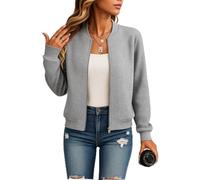 Royal Blue Solid Zip-Up Knit Bomber Jacket for Women, Casual Sporty Style with Ribbed Texture And Stand Collar