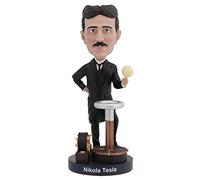Royal Bobbles - statuina Bobblehead Nikola Tesla - con bulbo lampadina fosforescente
