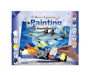 Royal Brush Junior Large Paint By Number Kit 15-1/4" X 11-1/4"-Dolphins, Multi-Colored, 22,2x28,9cm