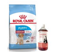 ROYAL CANIN Cucciolo Medio 15kg + LAB V Olio di Salmone per cani e gatti 1000ml