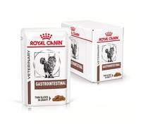 Royal Canin Veterinary Diet Gastrointestinal Umido Feline fettine in salsa multipack - 12 buste da 85 gr - Dieta Veterinaria per Gatti - 1° ORDINE? scegli lo sconto BZR5 / BZR20 + 200 punti fedeltà