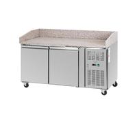 Royal Catering Banco refrigerato su ruote 390 l, 2 scomparti 155 x 80 cm Classe B Acciaio inox Tavolo refrigerato Banco frigo Banco frigorifero Banco frigo per gastronomia