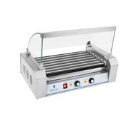 Royal Catering Cuoci wurstel - 1400 W - 7 rulli in PTFE - 2 zone di riscaldamento separate - Acciaio inox di qualità - Copertura in vetro RCHG-7T
