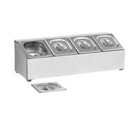 Royal Catering Espositore GN in acciaio inox - inclusi 4 contenitori GN 1/6 con coperchio RCPN 4