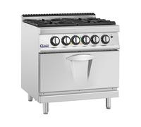 Royal Catering Fornello a gas con forno elettrico 14,4 kW 4 bruciatori 80 x 73 cm Pro 730 Series