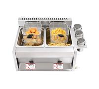 Royal Catering - Friggitrice doppia in acciaio inox (LPG, capacità: 2 x 6L), intervallo di temperatura: 50-380°C, zone fredde