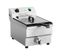 Royal Catering Friggitrice elettrica - 16 L - 6.000 W - 400 V - Rubinetto di scarico - Zona fredda RCEF-16EHB