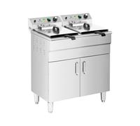 Royal Catering Friggitrice elettrica doppia - 26 L - 10.000 W - Rubinetto di scarico - Zona fredda - Con mobile RCPKF 26DSH