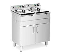 Royal Catering Friggitrice elettrica doppia - 26 L - 10.000 W - Rubinetto di scarico - Zona fredda - Con mobile RCPKF 26DSH