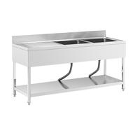 Lavello per cucina professionale - 2 vasche - Acciaio inox - 180 x 60 x 97 cm -