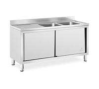 Royal Catering Lavello da Cucina in Acciaio Inox Lavello Armadiato RC-IKS03 (400 x 400 x 250 mm, Acciaio Inox, Alzatina 100 mm)