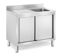 Royal Catering Lavello da Cucina in Acciaio Inox Lavello Armadiato RC-IKS09 (1 vasca, 400 x 400 x 240 mm, Acciaio Inox, Alzatina 100 mm)