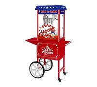 Royal Catering Macchina per popcorn 1500 W in stile retrò, vintage, con carrello, design USA
