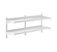 Royal Catering Mensole in Acciaio Inox Ripiano in Acciaio RCWR-1400.4 (2 ripiani, 40 x 140 cm, Acciaio Inox)