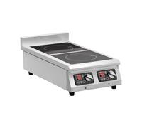 Royal Catering Piastra a induzione, 2 x 28 cm, 10 livelli di potenza, 2 x 3500 W, 400 V fino a 2 x 25 kg, timer 0-24 h, funzioni di protezione multiple, piano cottura a induzione