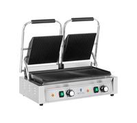 Royal Catering Piastra per panini, toast e bistecchiera elettrica doppia - 3600 W - Rigata RCPKG-3600-R