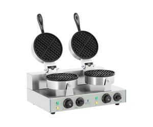 Royal Catering Piastra per waffel - 2 x 1.300 Watt - rotonda RCWM-2600-R