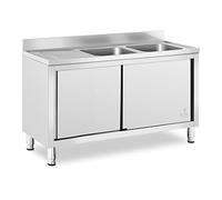 Lavello cucina - Acciaio inox - 2 vasche - Royal Catering - 500 x 400 x 300 mm RC-IKS01
