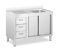 Royal Catering RC-IKS08 - Armadietto per lavello, 1 vasca, in acciaio inox, 400 x 400 x 300 mm