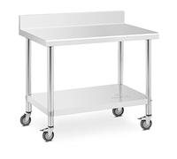 Royal Catering Tavolo inox con ruote - 60 x 100 cm - Alzatina - Capacità di carico 155 kg - - acciaio inox 4062859128348