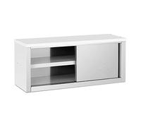 Royal Catering RCAT-120/40/50-C - Armadio pensile 1200 x 400 x 500 mm, capacità di carico 65 kg per vano pensile armadio da parete per cucina (acciaio inox, 2 ante scorrevoli)