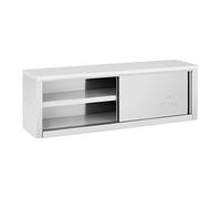 Royal Catering RCAT-150/40/50-C - Armadietto pensile, 1500 x 400 x 500 mm, portata 75 kg, pensile per armadio, cucina, pensile (acciaio inossidabile, 2 ante scorrevoli)
