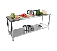 Royal Catering RCAT-200/60-NW Tavolo da Lavoro Piano di Lavoro per Cucina (200 x 60 x 85 cm, Carico max. 160kg, Piedini regolabili, Acciaio inox)
