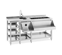 Royal Catering RCBT-02 - Stazione per Cocktail Con Contenitore per Ghiaccio 4 GN 1/9, Bicchieri e Portabottiglie - in Acciaio Inox per Bar