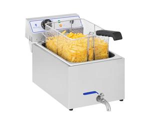 Royal Catering RCEF 15E Friggitrice Professionale Friggitrice Elettrica (17 L, 3.000 W, Termostato, Intervallo della temperatura 60-200 °C, Rubinetto di scarico) Acciaio Inox