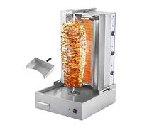 Royal Catering RCEK-380 Gastro Döner Grill Gyrosgrill (6 elementi riscaldanti, altezza massima 700 mm, 6.000 W, distanza spiedo regolabile, pietra ceramica, acciaio inossidabile) argento