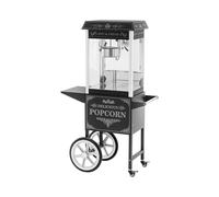 Macchina per popcorn con carretto - Design retró - 150 / 180 °C - Nera - Royal Catering RCPW-16E-2F
