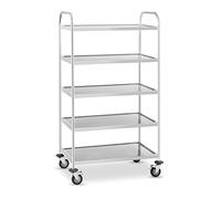 Royal Catering RCSW-5.1 Carrello Portavivande Carrello di Servizio Carrello Cucina (5 Ripiani, Capacità di Carico 250 kg, Distanza tra i Vassoi 27 cm, Protezione Anti-Urto) Acciaio Inox