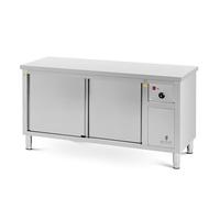 Royal Catering RCWC-60160 Tavolo armadiato caldo 160 x 60 x 85 cm Da 30 a 80 °C Scaldapiatti Tavolo scaldapiatti Scaldapiatti elettrico Tavolo armadiato caldo inox