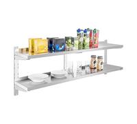Royal Catering RCWR-160.2 - Mensola da parete con due ripiani, in acciaio inox, 2 x 160 x 30 cm, spessore 3,5 cm, portata 70 kg