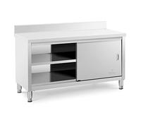 Royal Catering Tavolo armadiato inox con alzatina - 150 x 60 x 85 cm - Capacità di carico: 600 kg RCSSCB-150X60-E-B