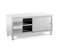 Royal Catering Tavolo armadiato inox con ante scorrevoli - 180 x 60 cm - 600 kg di capacità di carico RCSSCB-180X60-E