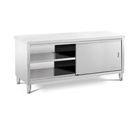 Royal Catering Tavolo armadiato inox con ante scorrevoli - 200 x 70 cm - 600 kg di capacità di carico RCSSCB-200X70-E