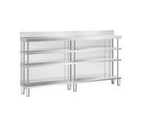 Royal Catering Tavolo bar in acciaio inox 200 x 30 x 105 cm, capacità elevata, ripiano MDF rinforzato, schienale protettivo, piedini regolabili 150 mm, tavolo da catering professionale