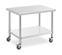 Royal Catering Tavolo in acciaio inox con ruote, 70 x 100 cm, portata 155 kg