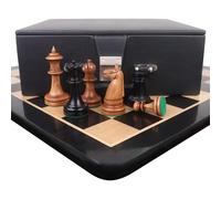 Royal Chess Mall - Set combinato di riproduzioni della American Chess Company degli anni '900 - Pezzi in bosso anticato con scacchiera e scatola portaoggetti