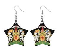 Royal Coat of Arms of The Kingdom of Scotland - Orecchini pendenti da donna, alla moda, in legno, stampati, a goccia, gioielli, Love, Legno, Nessuna pietra preziosa