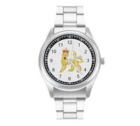 Royal Coat of Arms of the United Kingdom - Orologio da polso al quarzo, in acciaio inox, con numeri arabi, per uomo e donna, Stile:, regular, MHXYZHW