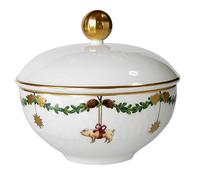 Royal Copenhagen 1021103 Star Fluted/XMAS - Zuccheriera con coperchio, in porcellana, multicolore