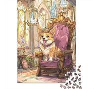 Royal Corgi Throne Puzzle Impossible 1000Pcs Decorazione Per La Casa. Giochi Rilassamento E Intelligence Per Adulti E Ragazzi Da 14 Anni 70x50cm/1000pcs