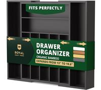 ROYAL CRAFT WOOD Organizer per cassetti da cucina in bambù di pregio - organizer per posate - vassoio portaposate e mestoli con divisori con scanalature per posate e utensili da cucina (9 scomparti,